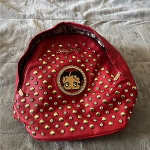 Betty Boop Red and Gold Backpack with Studded Accents